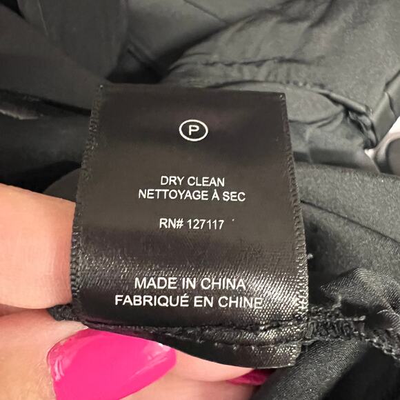 One33 Social Chiffon Strapless Gown Black Floral Pleated Maxi Bow Dress Size 2 - Picture 14 of 16